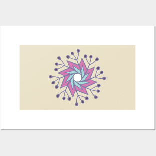 Snowflake ogee pattern in light pink and purple Posters and Art